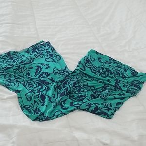 Green and blue strapless long dress